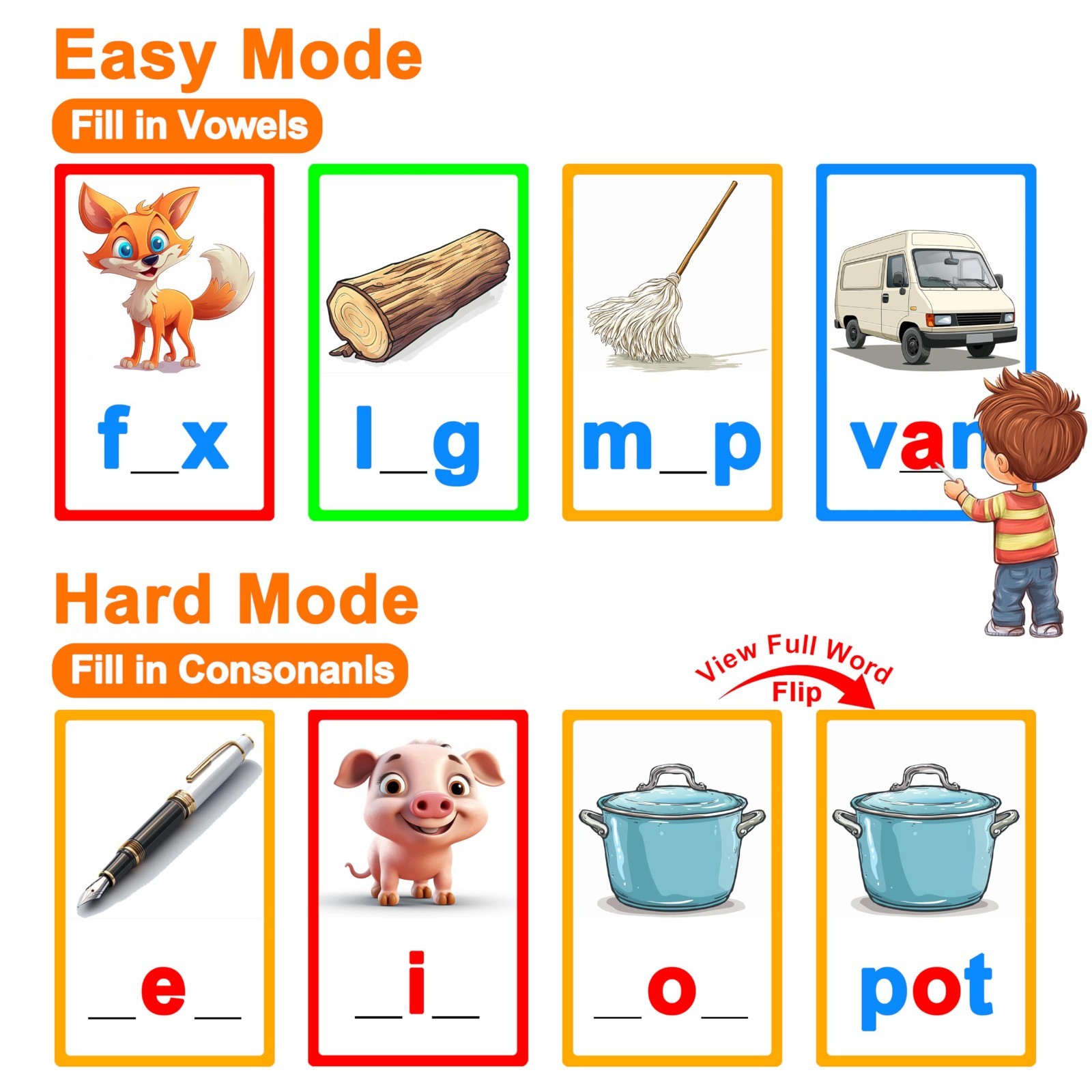 Educational Pop Fidget Set with Flash Cards – Spelling & Reading Game for Kids,