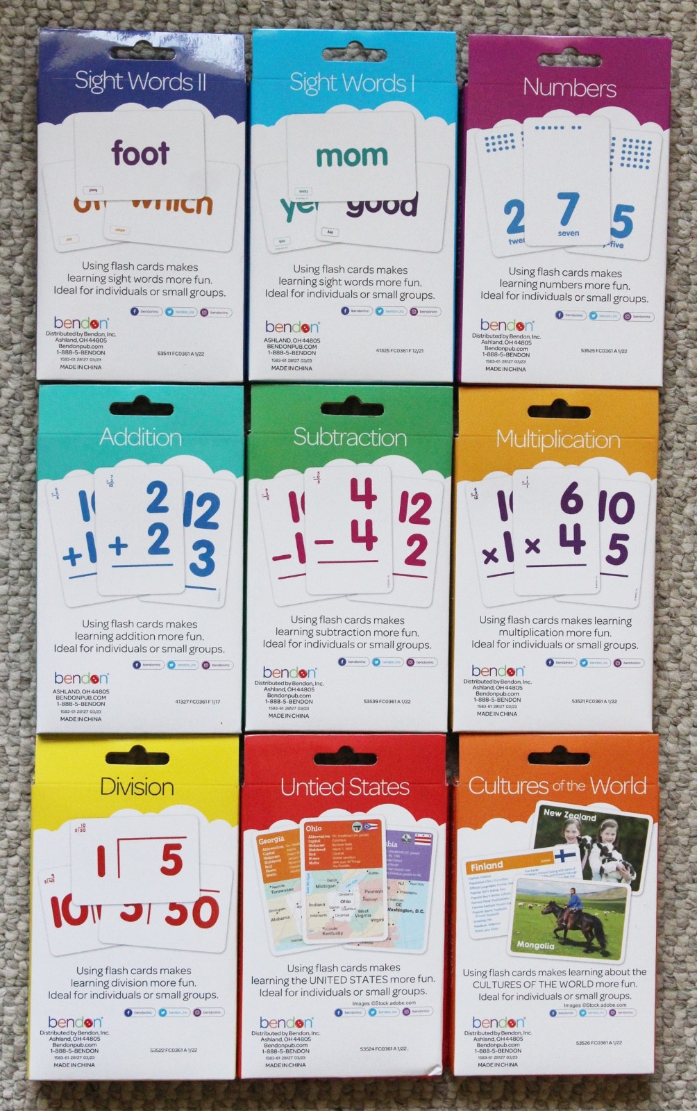 LOT • Bendon Growing Smarter FLASH CARDS • Math Reading US States World Cultures