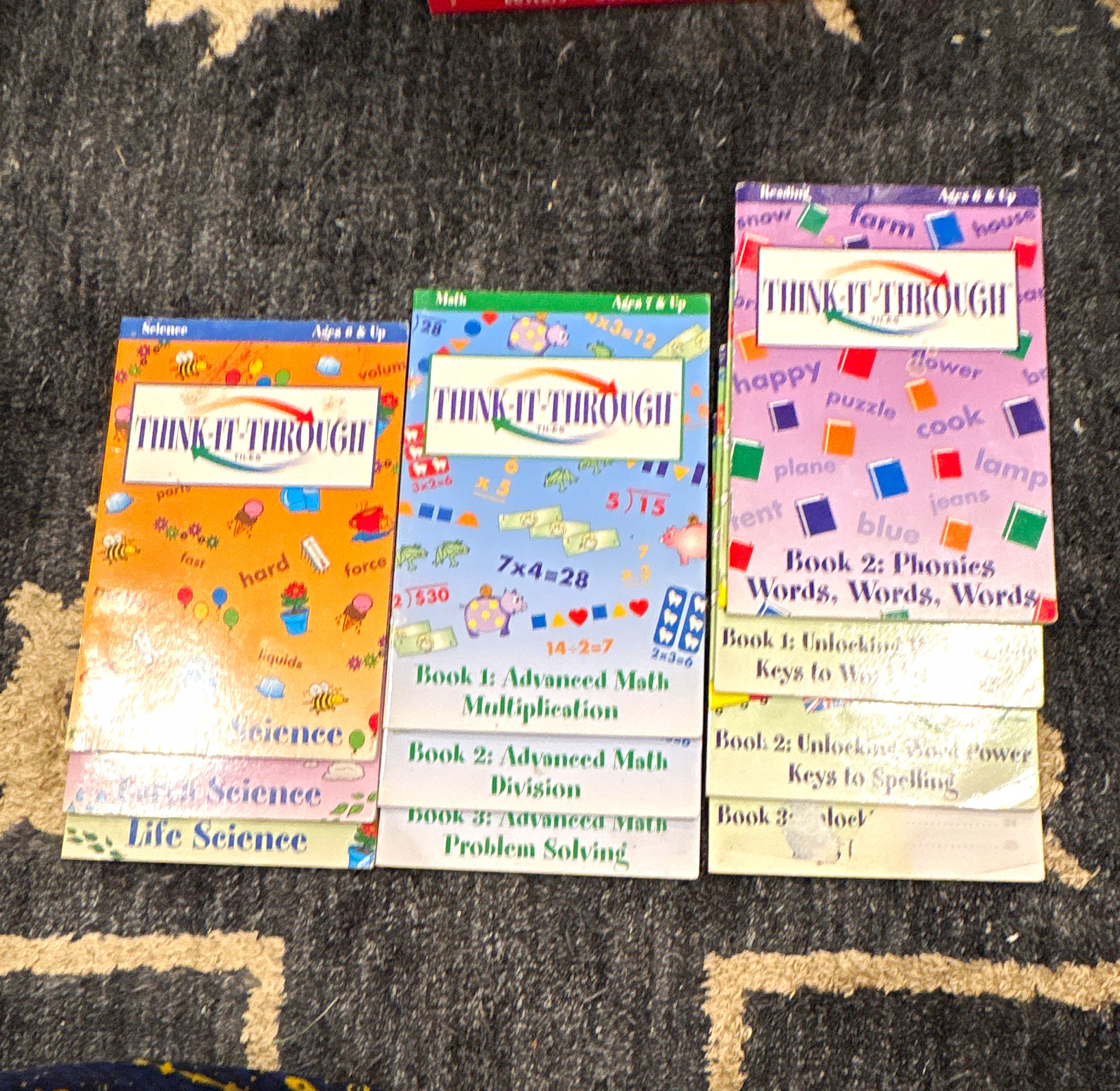 Discovery Toys Think-It-Through Workbooks Lot, Math & Phonics, Ages 4-7