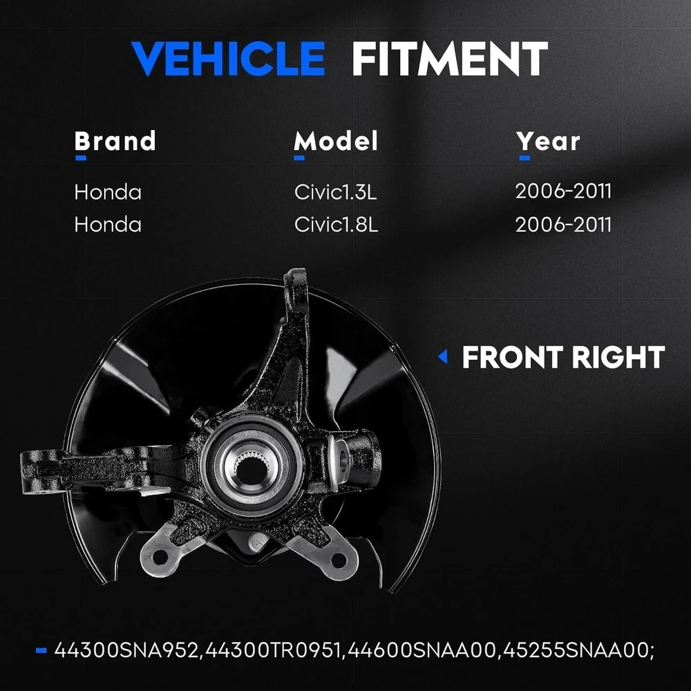 Front Right Side Steering Knuckle & Wheel Bearing Hub Assembly Compatible wit…
