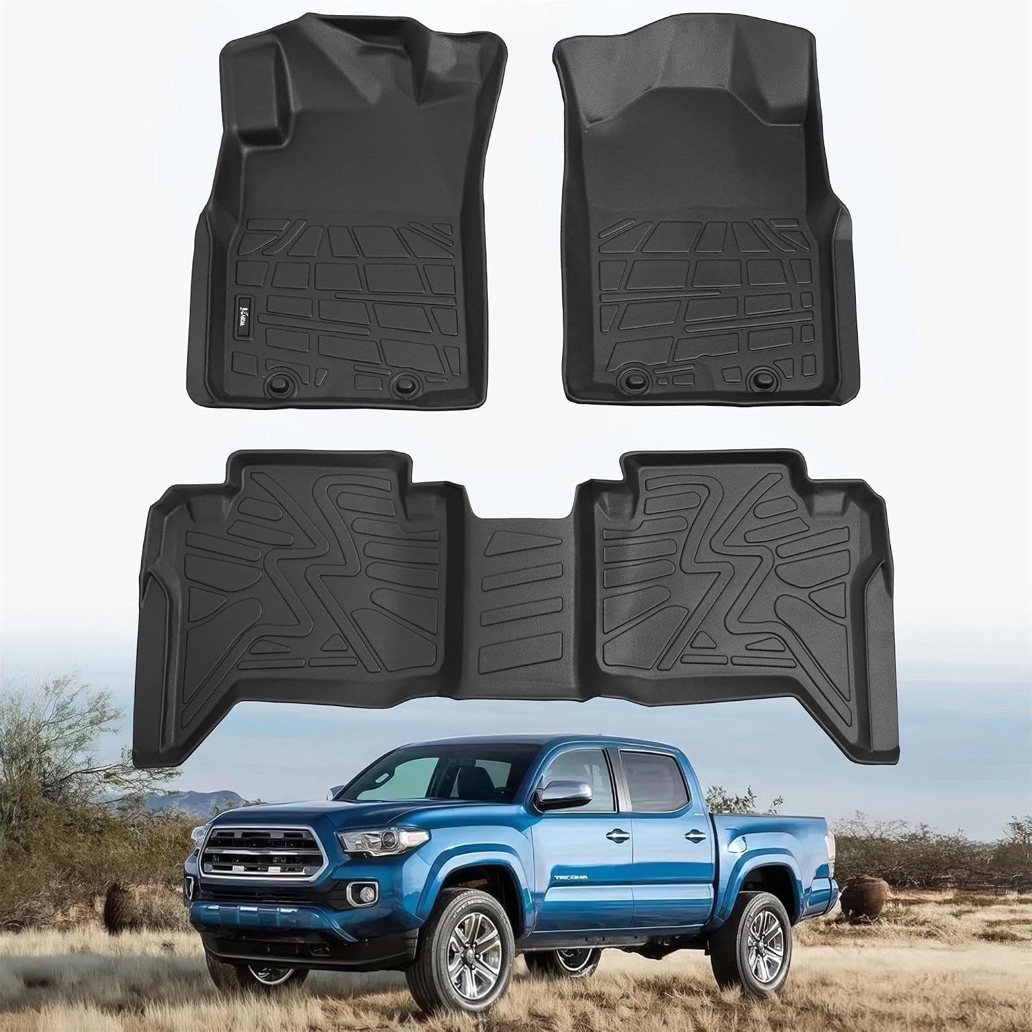 KARPAL Floor Mats Fit for Toyota Tacoma 2005-2015 Double Cab (Footwell