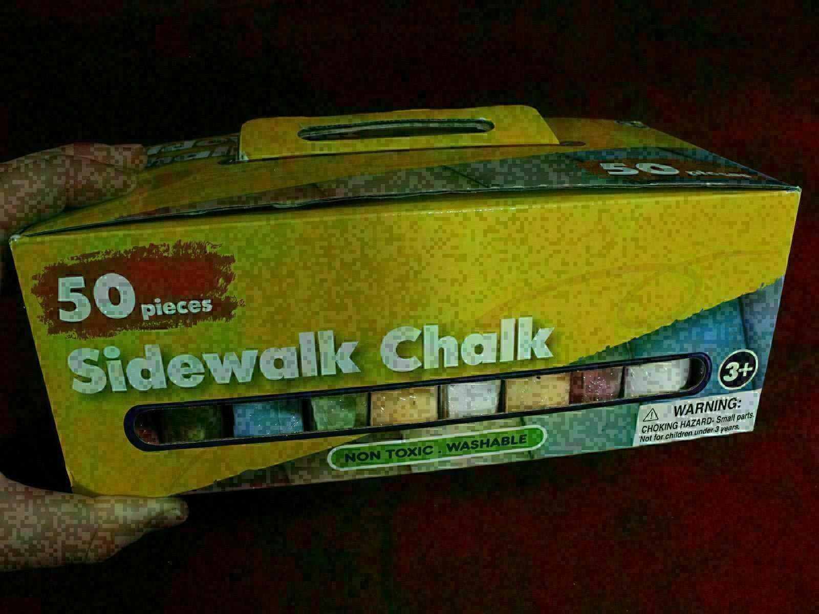 New 50 Pieces of washable and non toxic Sidewalk Concrete Chalk Childrens Game