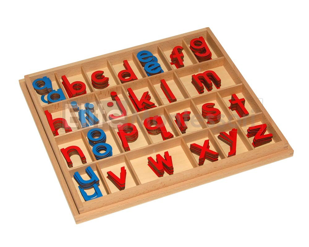 Wooden Movable Alphabet with Box Preschool Spelling Learning Materials (Red &…