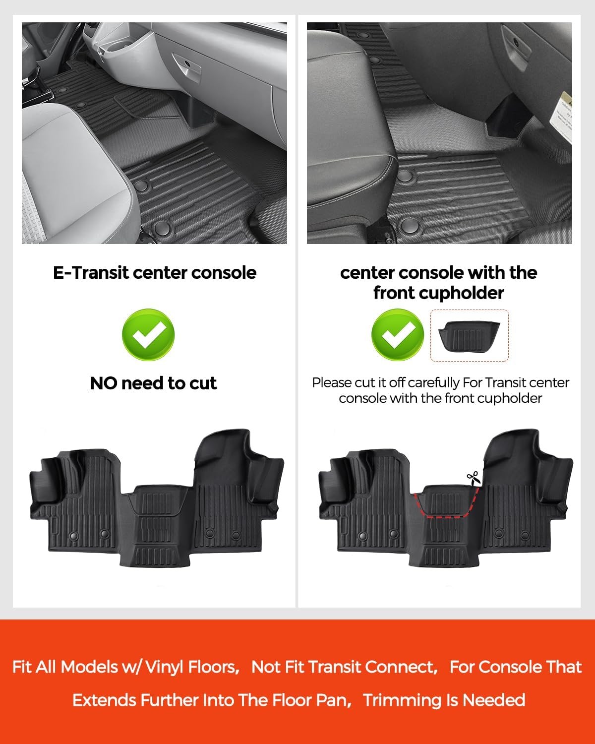 for Ford Transit Floor Mats 2026 2025 2024 2023 2022 | All Models w/Vinyl Not fo