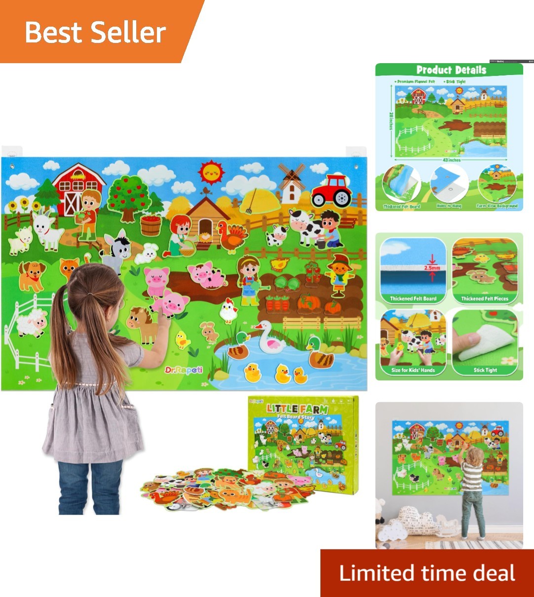41-Piece Farm Animal Theme Interactive Felt Board – Fun Educational Toy for Kids