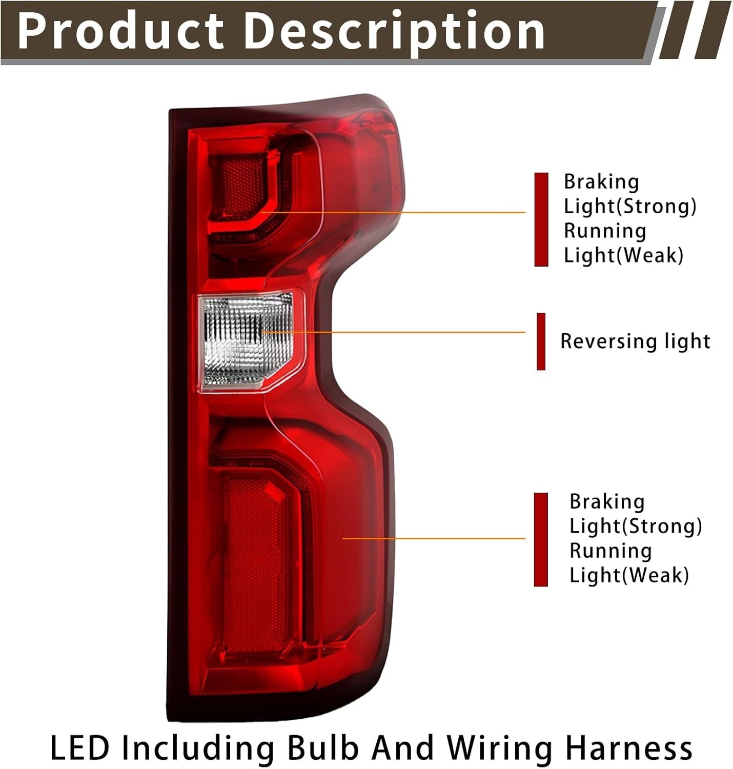 Tail Light Assembly For 2019-2023 Chevy Silverado 1500 Right Passenger Side LED