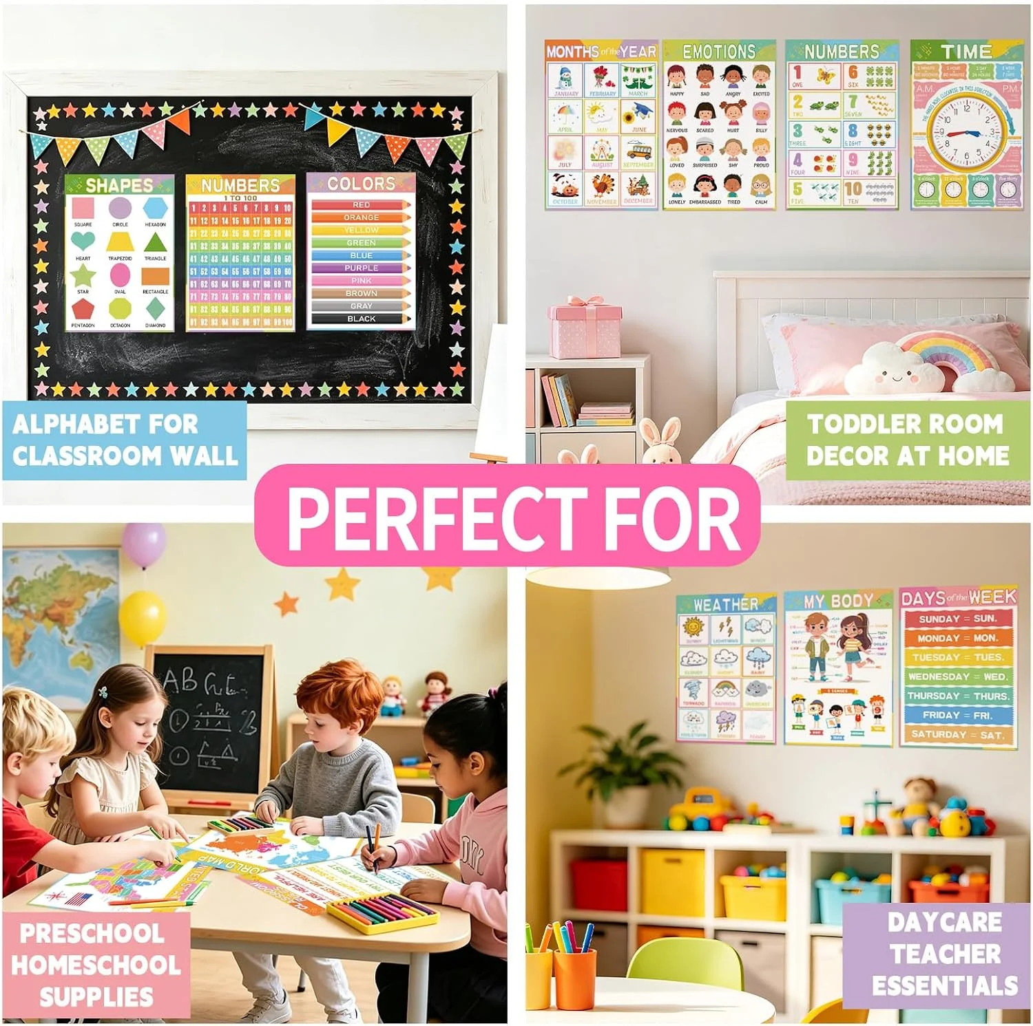 Classroom Educational Posters- Colourful Educational Learning Posters For Toddle