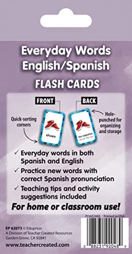 Everyday Words English Spanish Flash Cards Teacher Created Resources Learning To