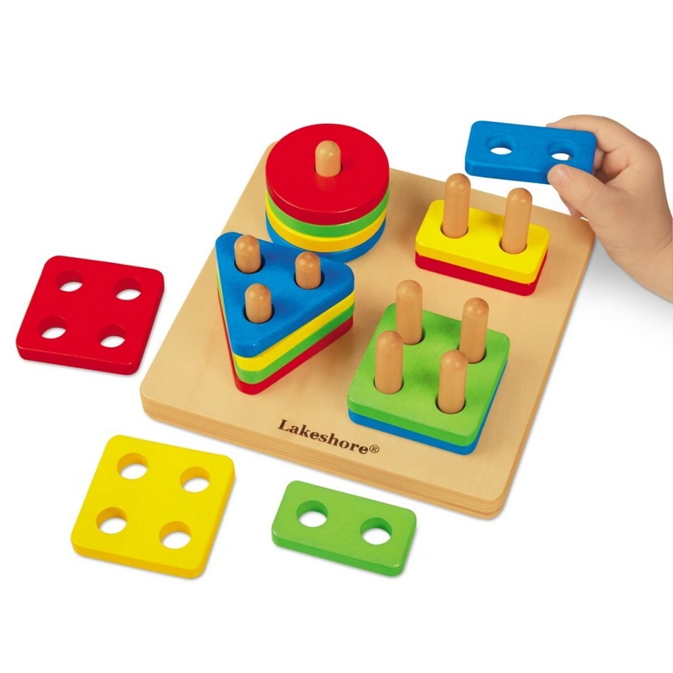 LAKESHORE learn & Play Sort-A-Shape Activity Board Developmental Wooden Toy