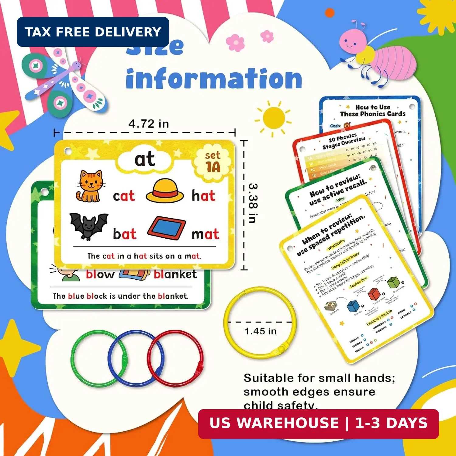 Phonics Flash Cards, Sight Words Flash Cards for Kindergarten, Learn to Read