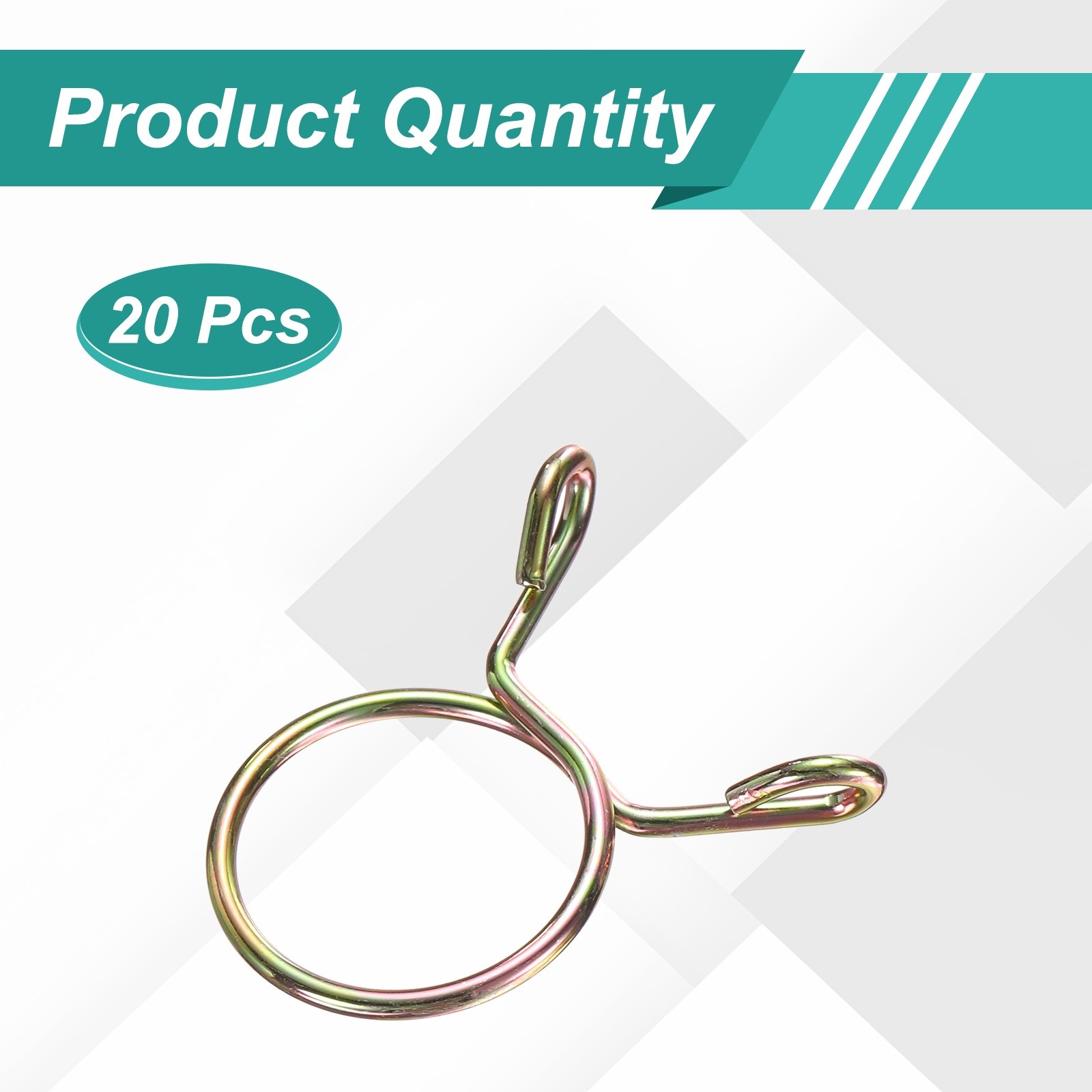 20Pcs 21mm ID 23.9mm OD Fuel Line Hose Clips 65Mn Spring Clips Clamps Gold