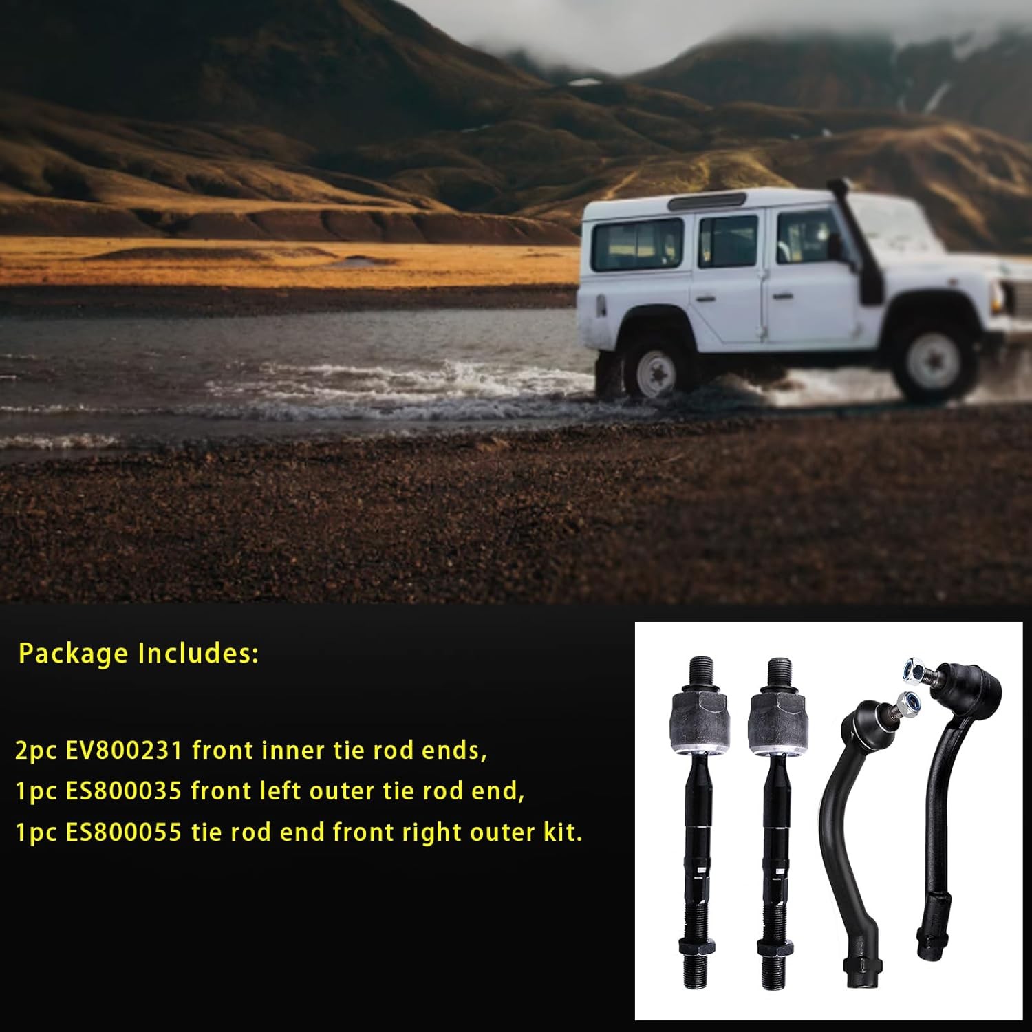 4pc Front Outer Inner Tie Rod End Kit ES800035 ES800055 EV800231 for Hyundai