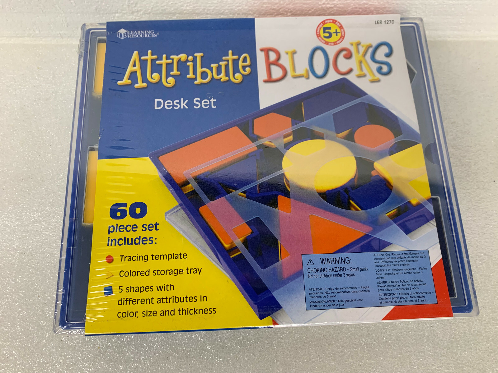 Learning Resources LER 12700 Attribute Blocks Desk 60 Piece Set