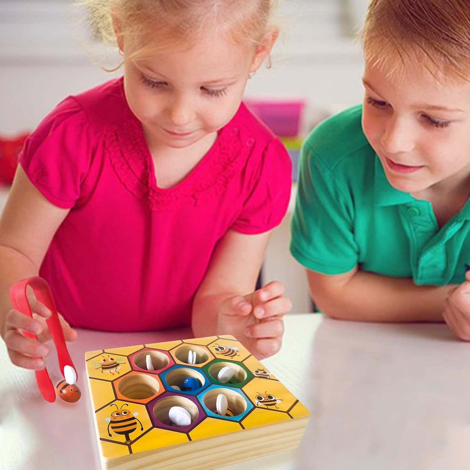 Clamp Fun Picking Catching Toy Hive Board Games Montessori Board Game WoodBeeToy