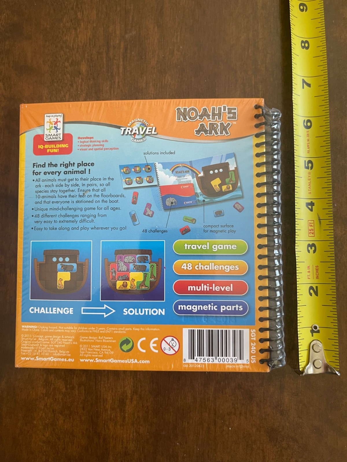 Smart Games-Noah’s Ark, Magnetic Puzzle Travel Game with 48 Challenges, 5+ Years