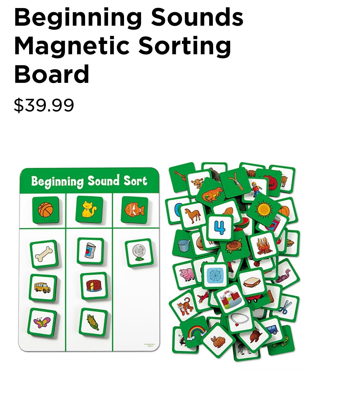 Rhyming Sounds Magnetic Sound Sorting Board by Lakeshore #LL439 ages 4