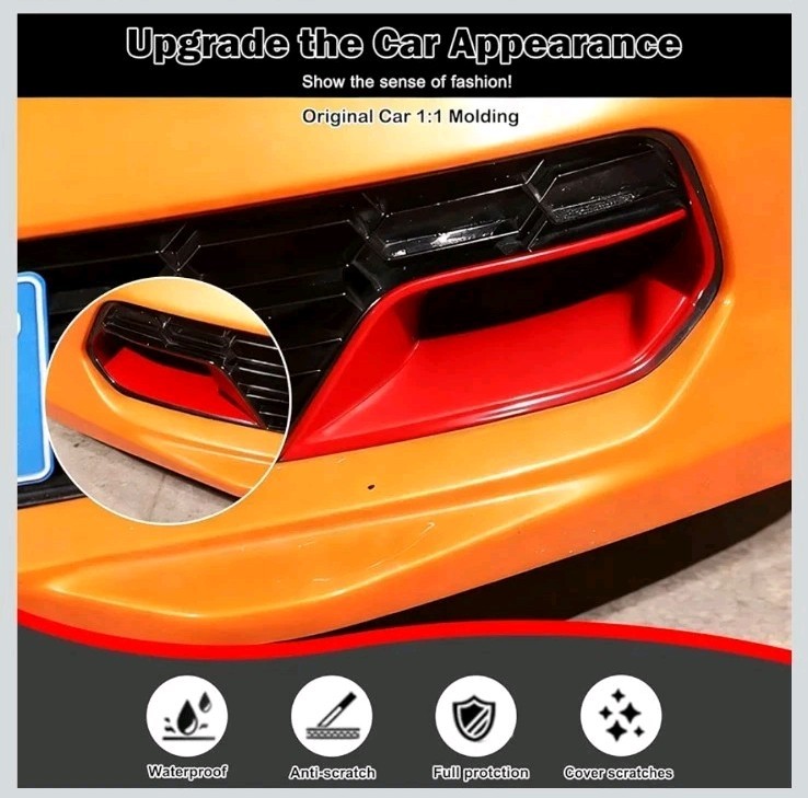 Front Bumper Side Air Duct Vent Frame for Corvette C7 Z06 2014-2019 ABS Car Red