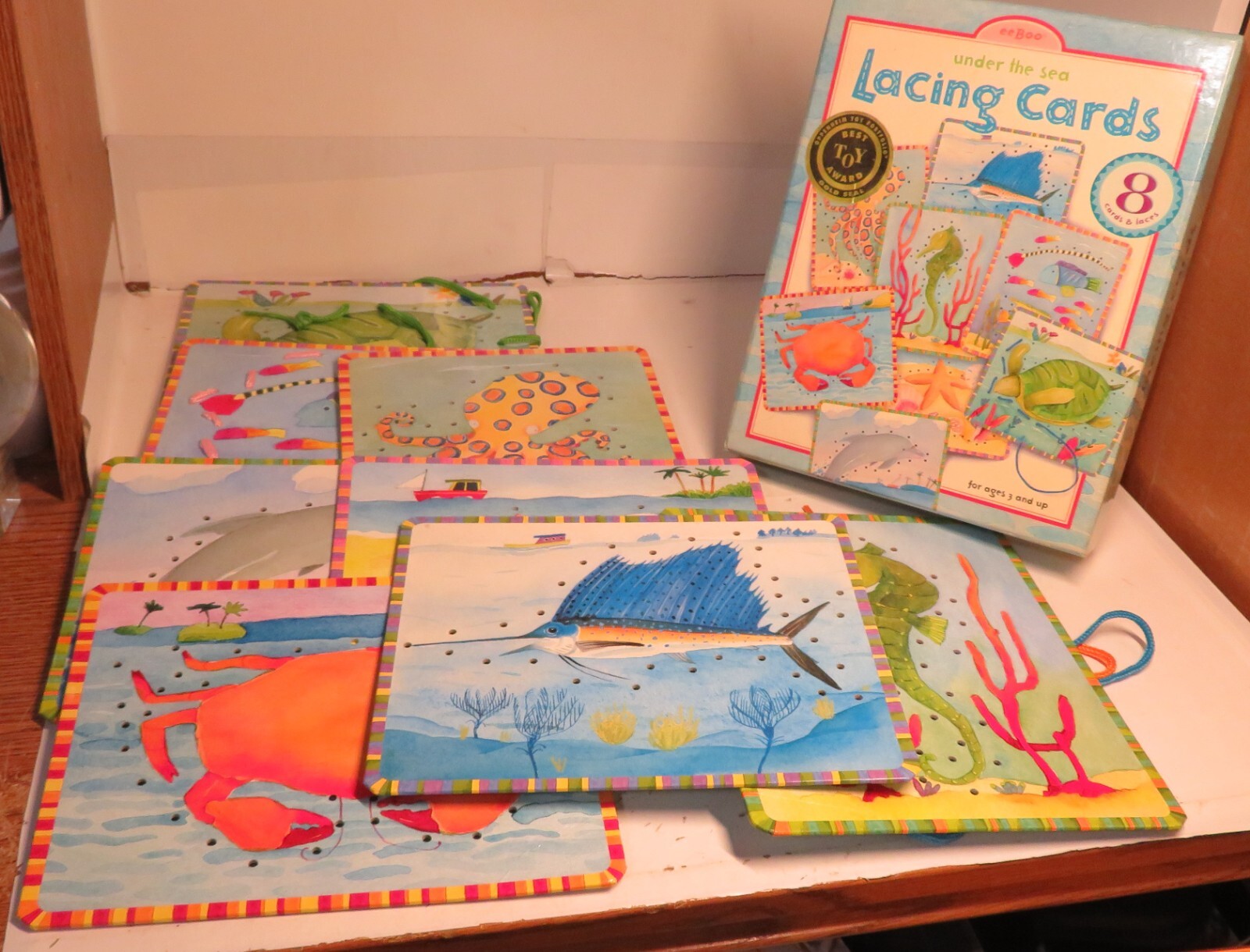 Vintage 2005 EEBOO Under The Sea Lacing Cards LEARNING TOOL EEBOO Kids Game Toy