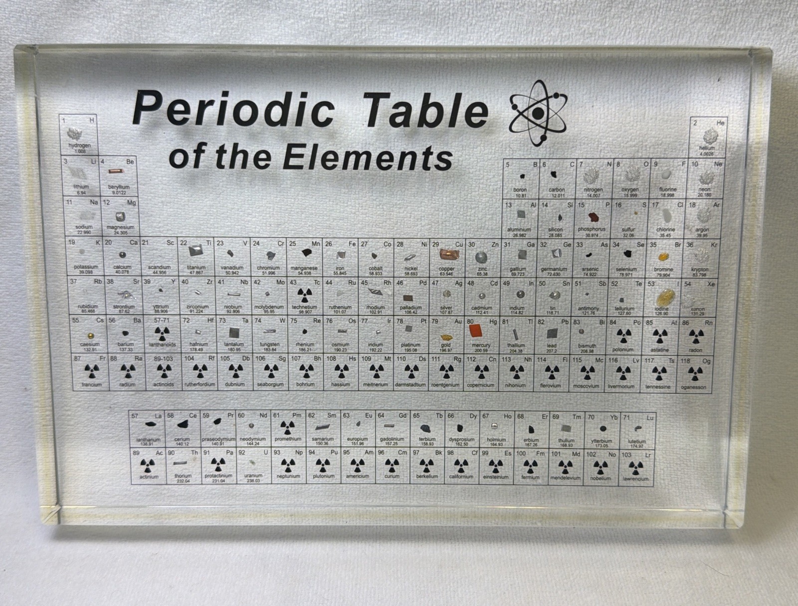 Periodic Table of Elements Real Embedded Elements Acrylic Display for Teaching