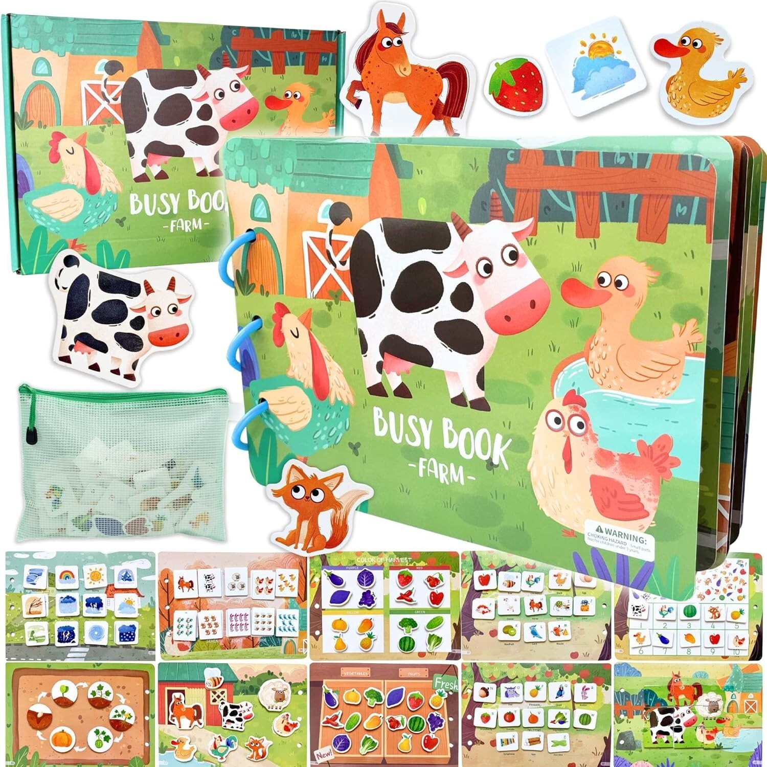 Montessori Farm Busy Book Toddler Early Education Learning NEW