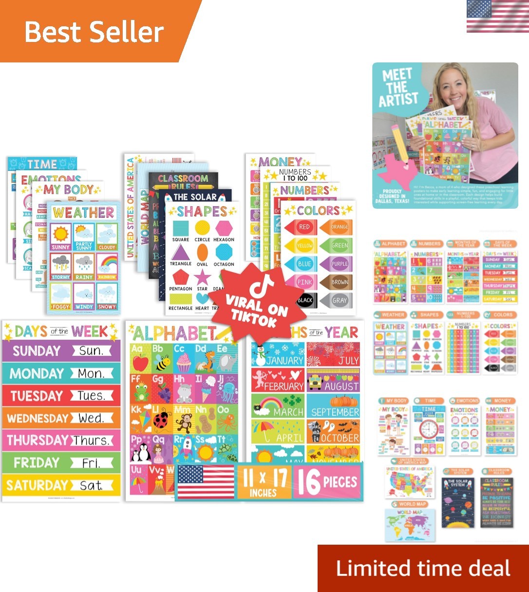16 Colorful Educational Posters for Toddlers – Homeschool & Classroom Decor