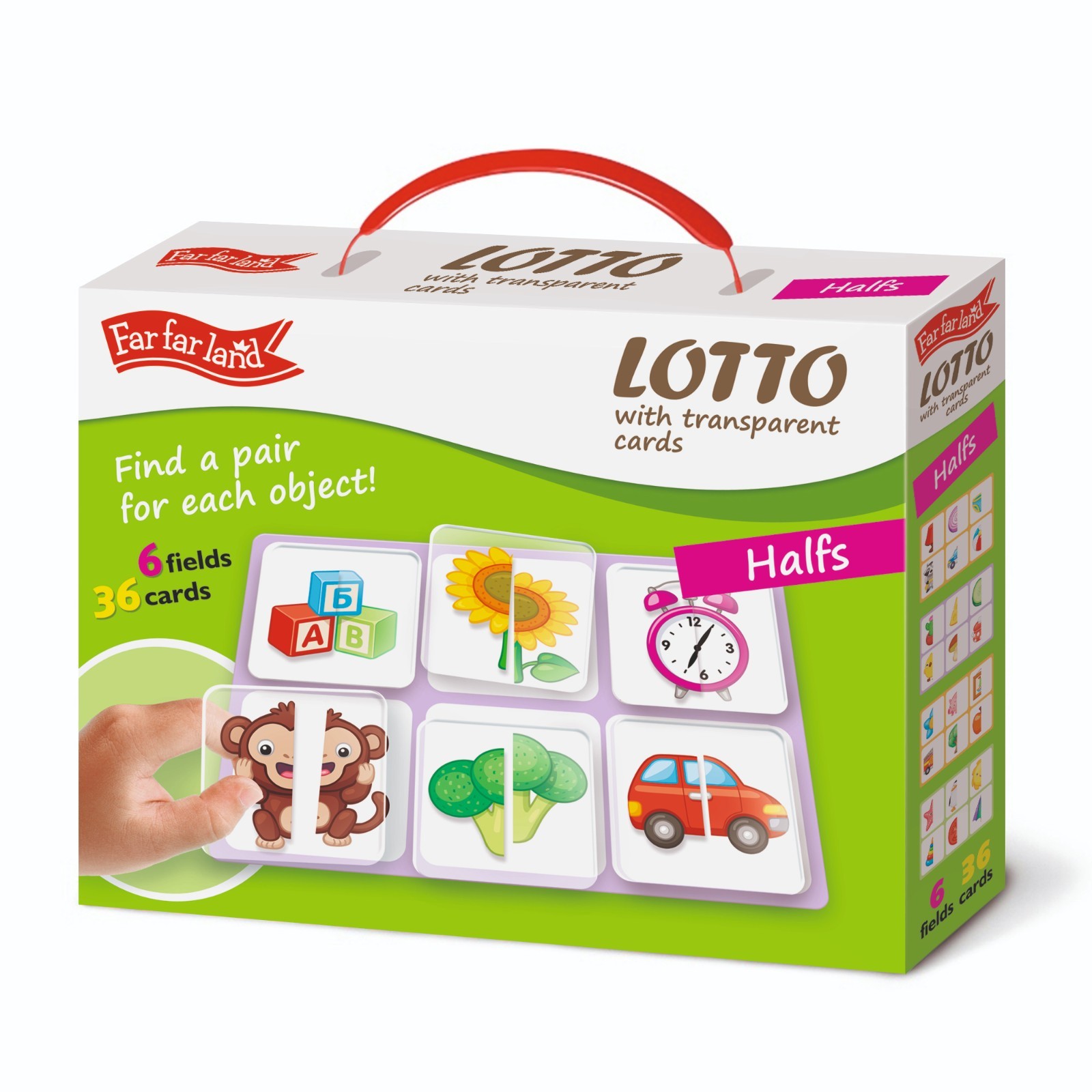 LOTTO with Transparent Flash Cards Halfs for Toddlers Age 3+ Years