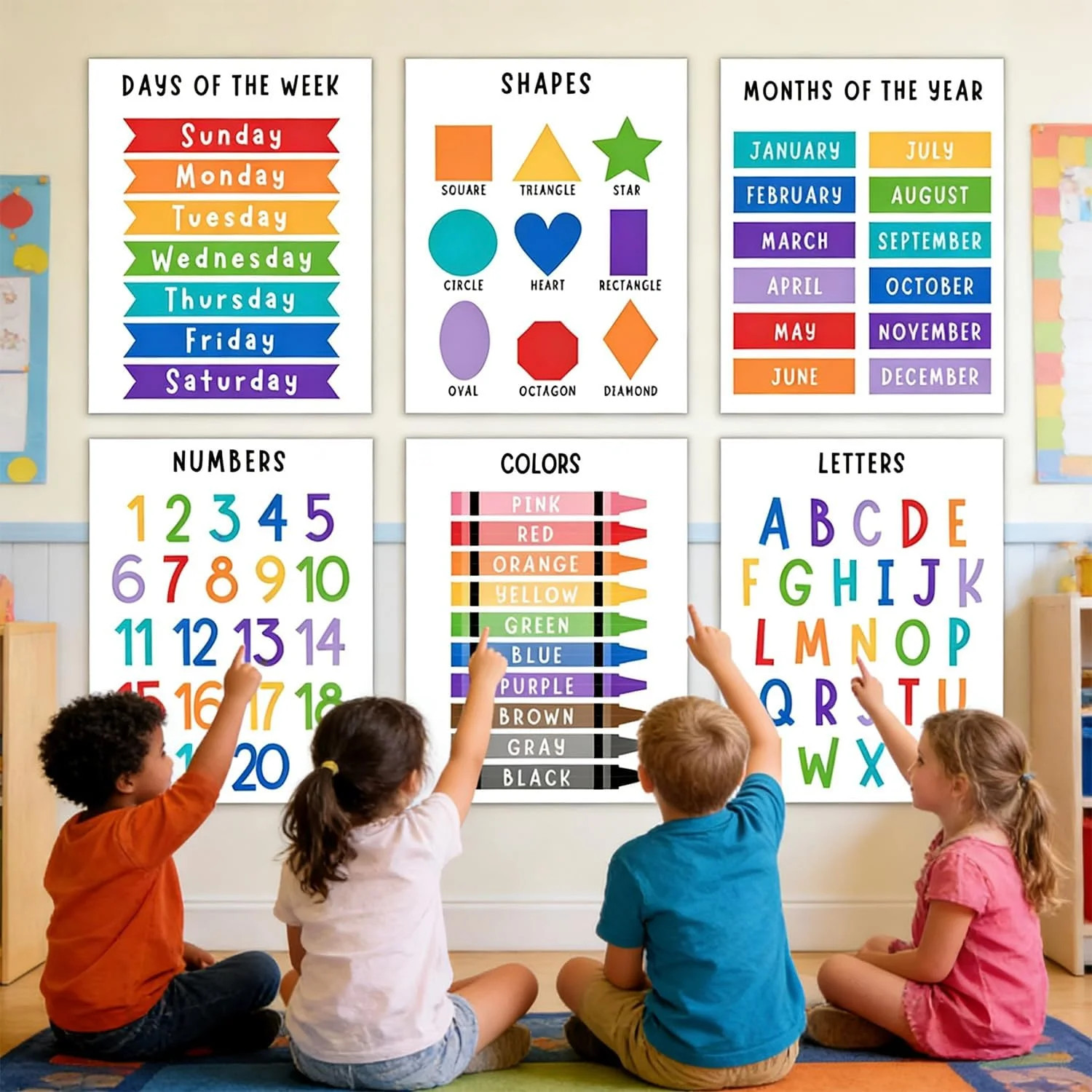 Educational Preschool Learning Posters,Alphabet ABC Posters for Toddlers Classro
