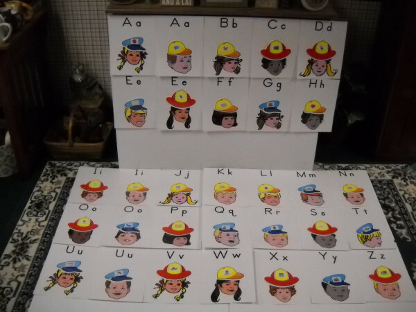 Career Hat Children’s Portrait Laminated Letter Sound 62 Piece Matching Game New