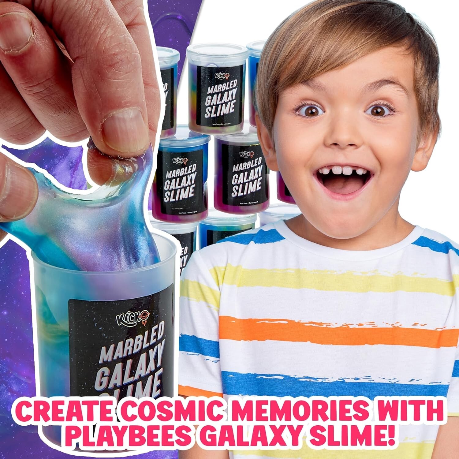 Marbled Galaxy Slime – 6 Pack – Cosmic Galaxy Gooey Unicorn Fidget Kit