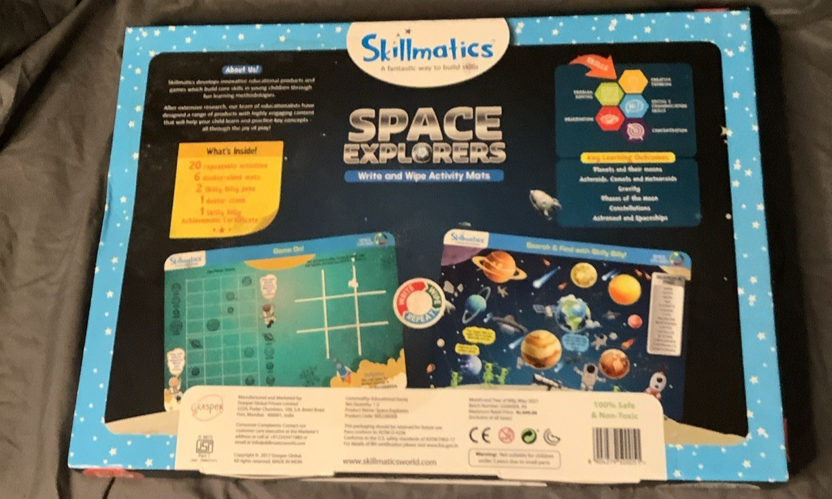 Skillmatics Write And Wipe Activity Mats SPACE EXPLORERS Ages 6-9