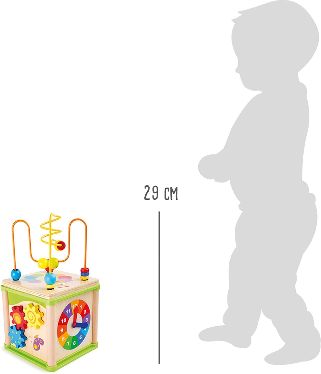 small foot 10074 Motoric cube pretty bugs, incl. form games, learning clock, gea
