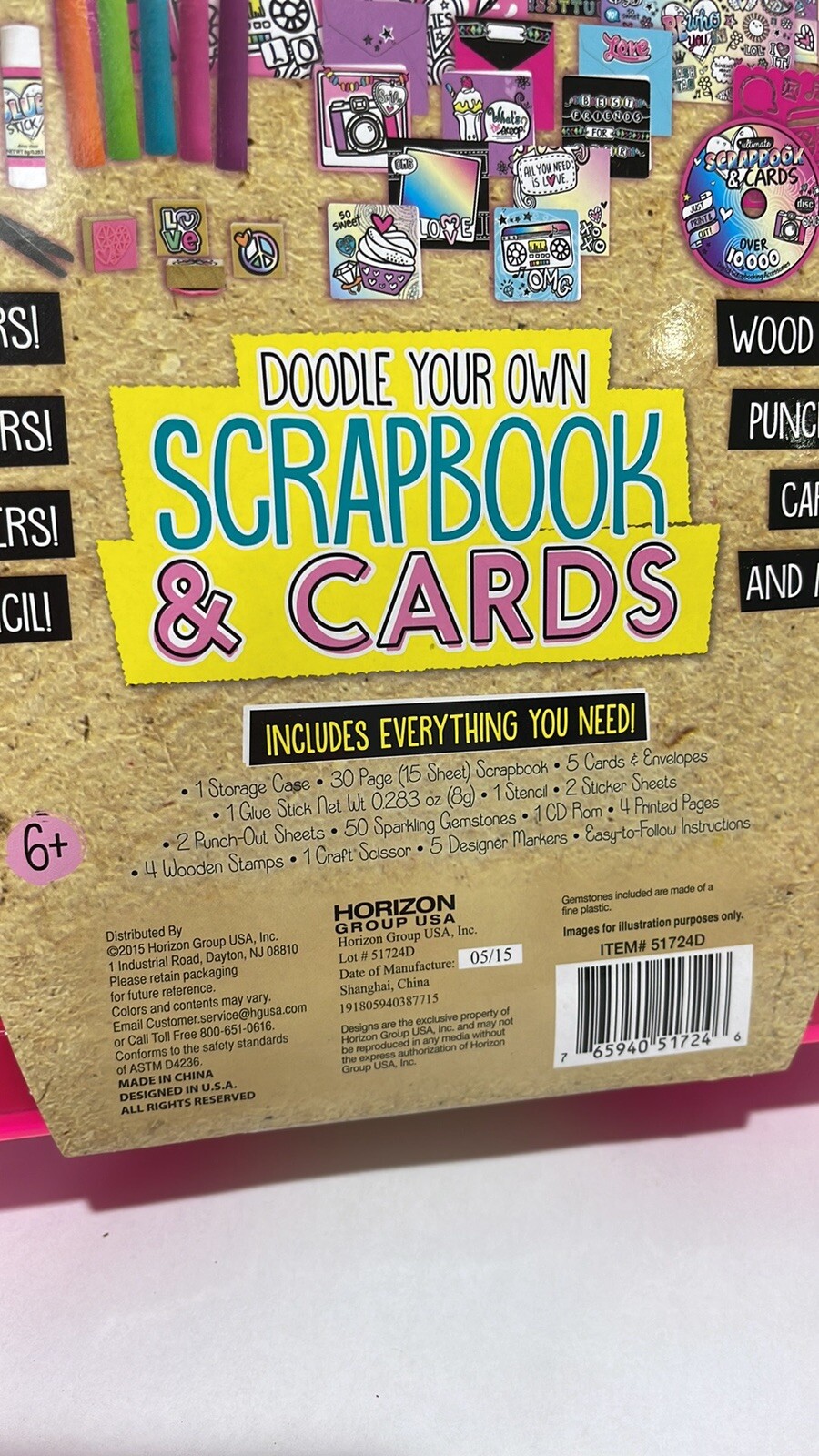 Your Décor Doodle Your Own Scrapbook & Cards Age 6+ DIY w/ Plastic Case NEW