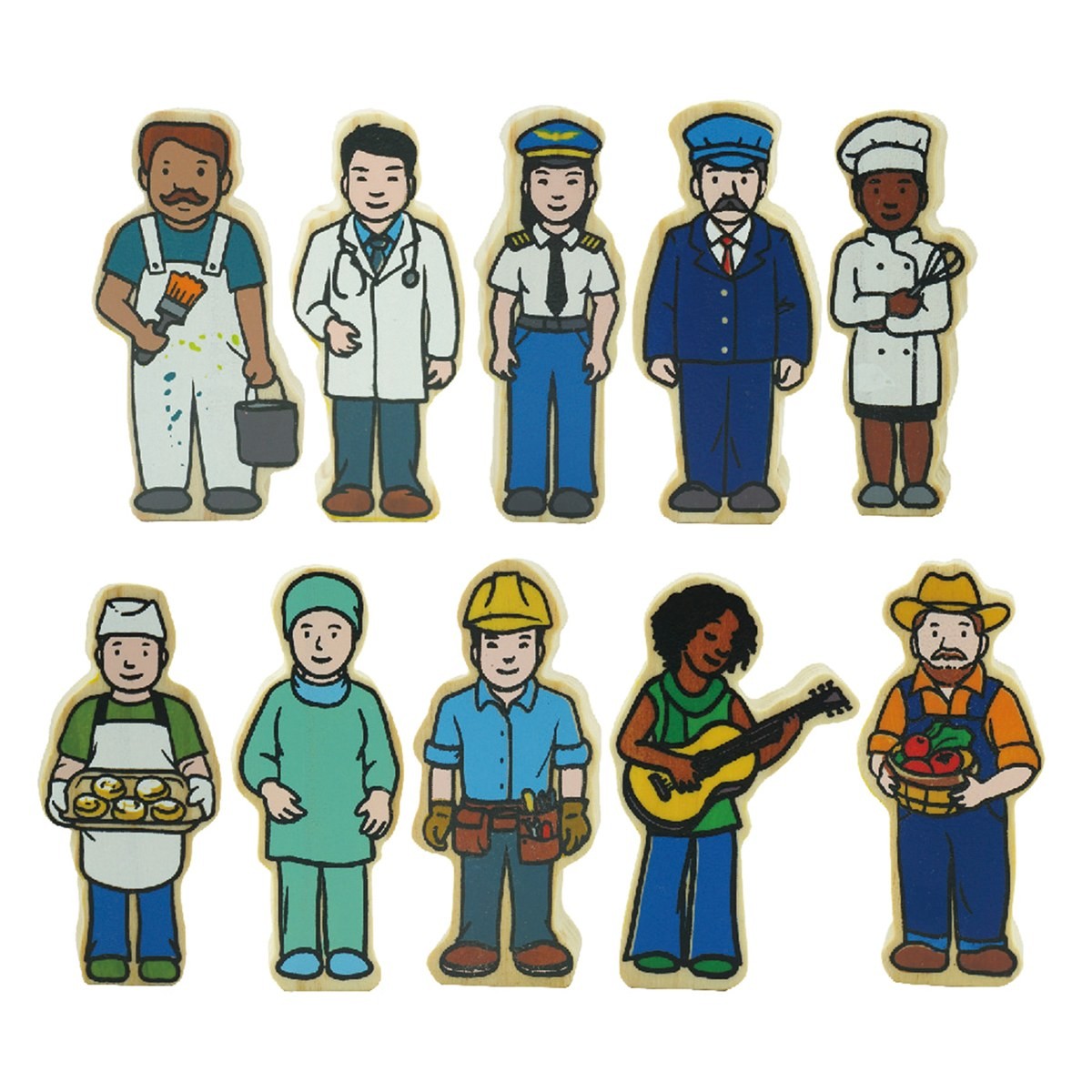 The Freckled Frog Wooden Village People – 42 Pieces