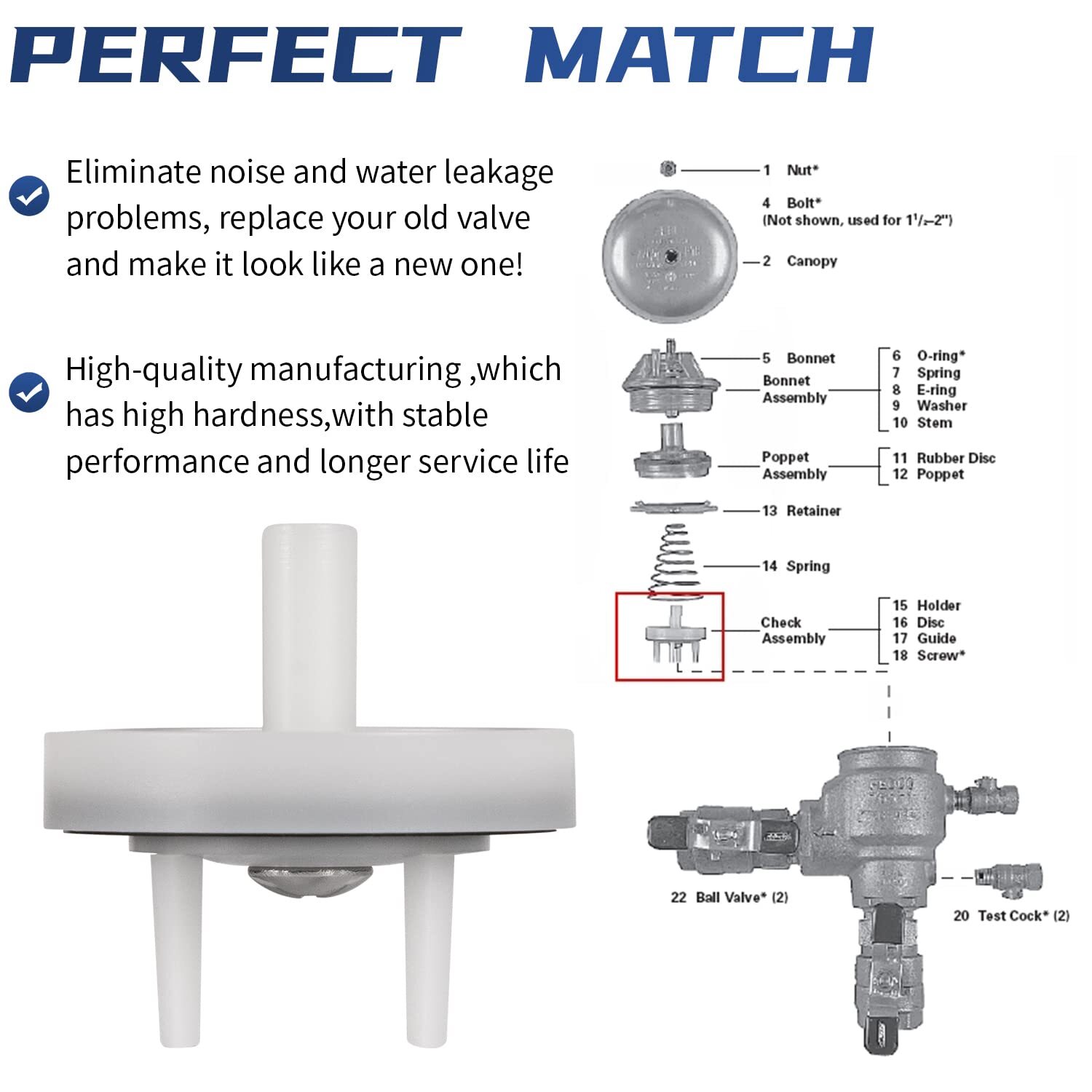 905-052 765 Check Valve Assembly Repair Kit Fit for Febco Model 1″-1-1/4″ In …