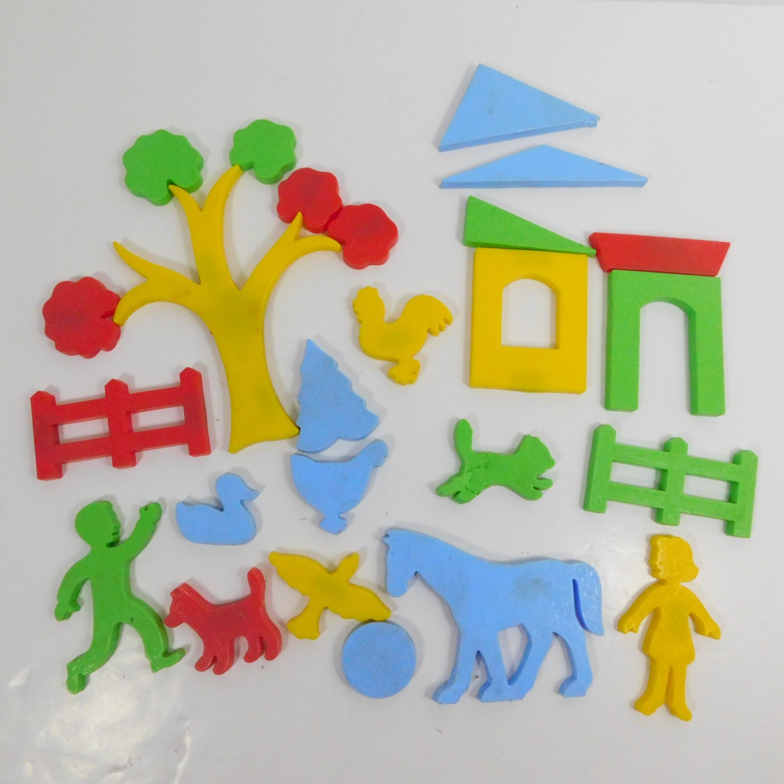 Fridge Magnetic Farm Shaped Lot Barn Chicken Bird Horse Duck Tree Fence Rooster