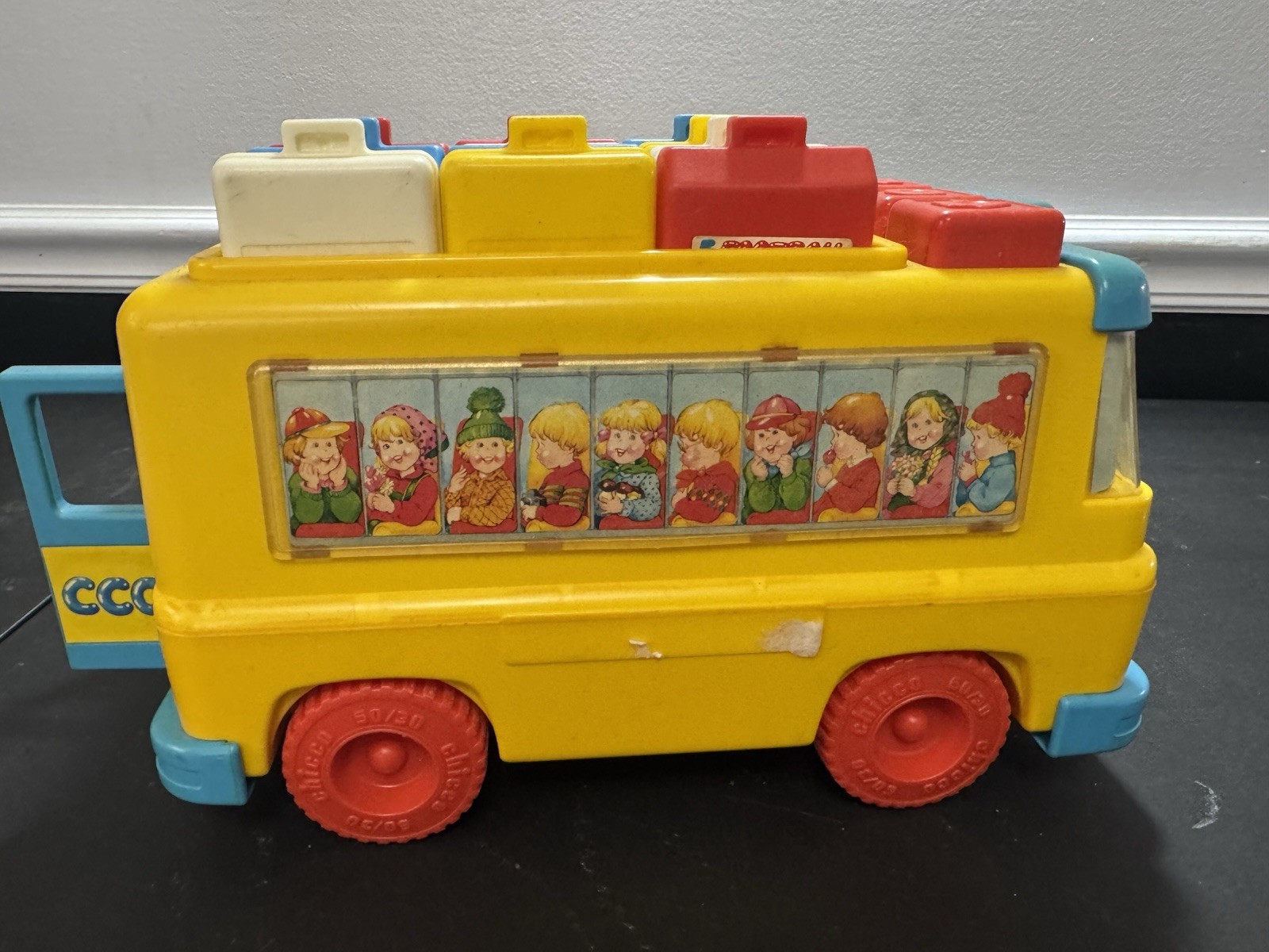 RARE Vintage CHICCO Italy 63023 COUNTING Numbers SCHOOL BUS Incomplete