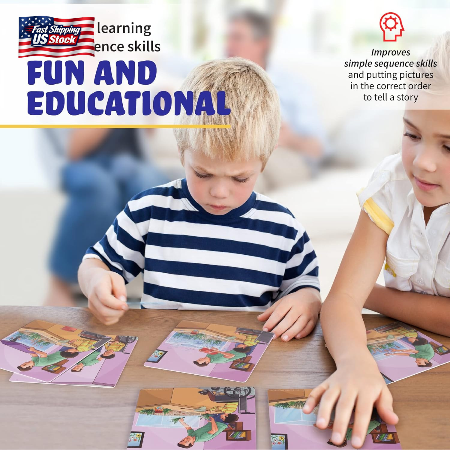 Sequence for Kids Cards, Speech Therapy Materials, Homeschool SEL, Autism, Tell