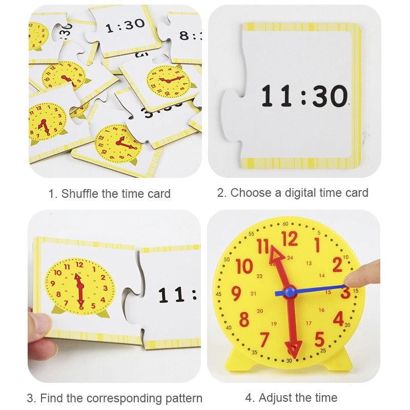 Children Time Learning Clock Puzzle Montessori Educational Matching Toy