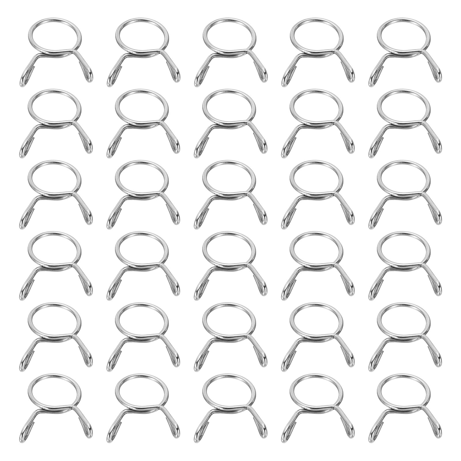 30Pcs 11.5mm ID 12.8mm OD Fuel Line Hose Clips Spring Clips Clamps Silver