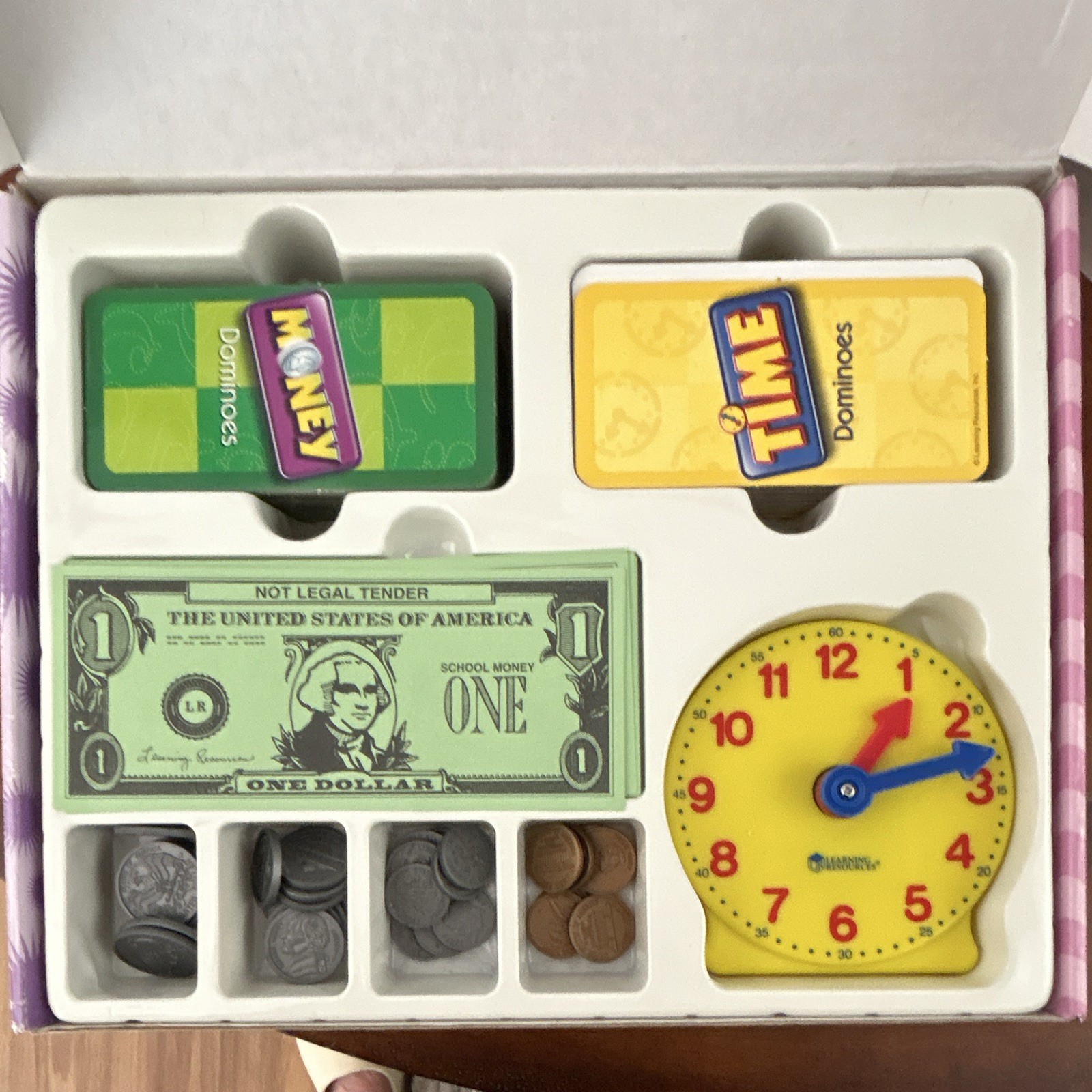 Discovery Toys Time & Money Dominoes Math Game Set w/ Play Money & Clock