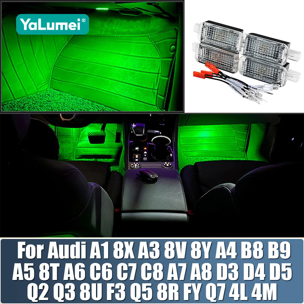 LED Footwell Lights for Audi A1 A3 A4 A5 A6 A7 A8 Q2 Q3 Q5 TT 7 Colors 18 Modes