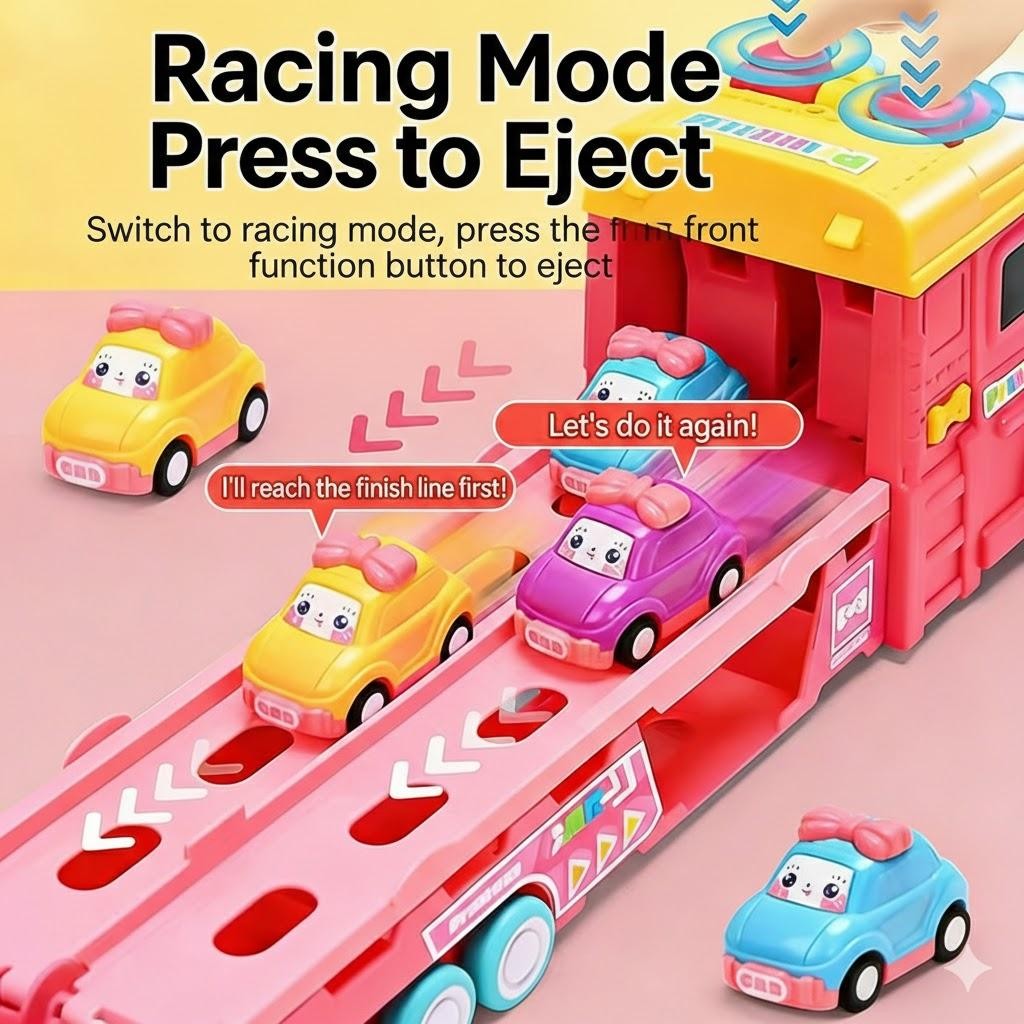 6 Pack Kids Sliding Push Car Storage Transport Toy Mini Vehicle Set
