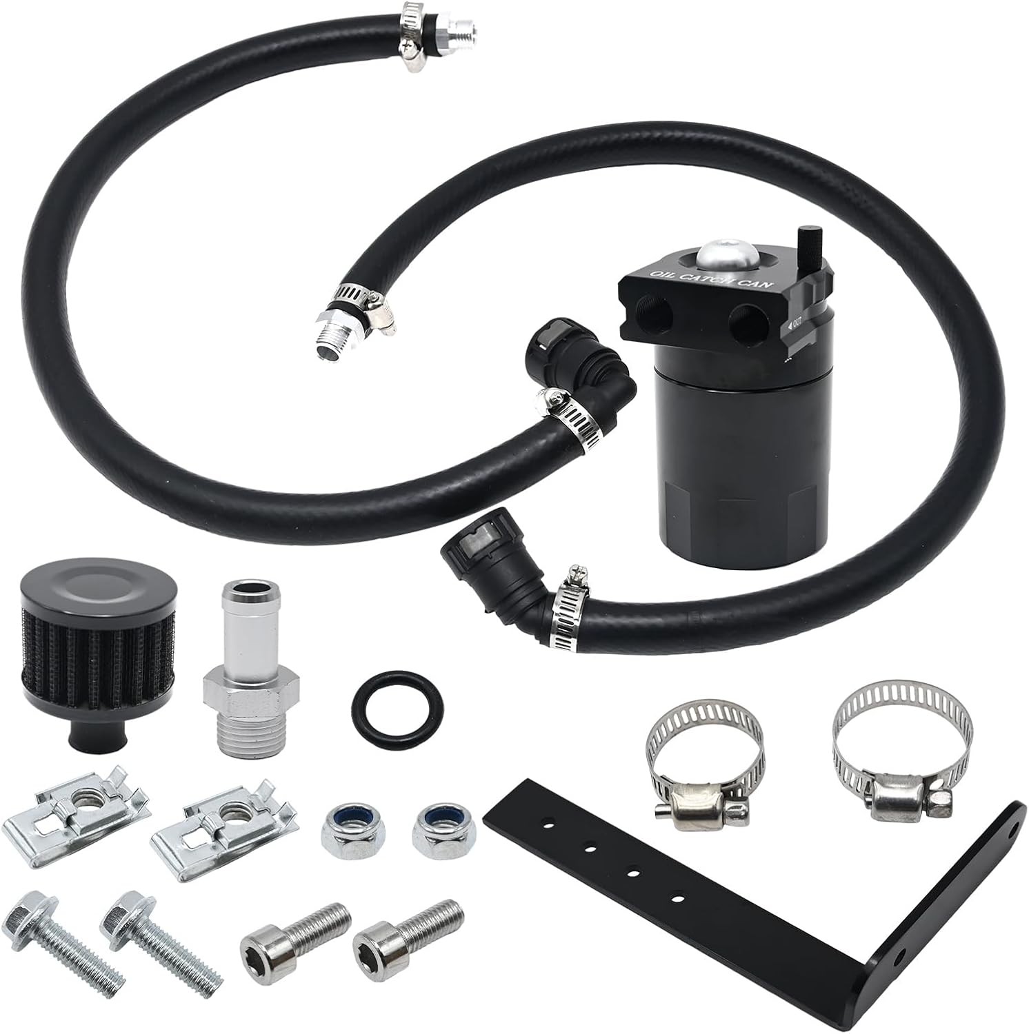 Oil Separator Reservoir Tank Engine Polish Baffled, 400ml Oil Catch Can Kit,