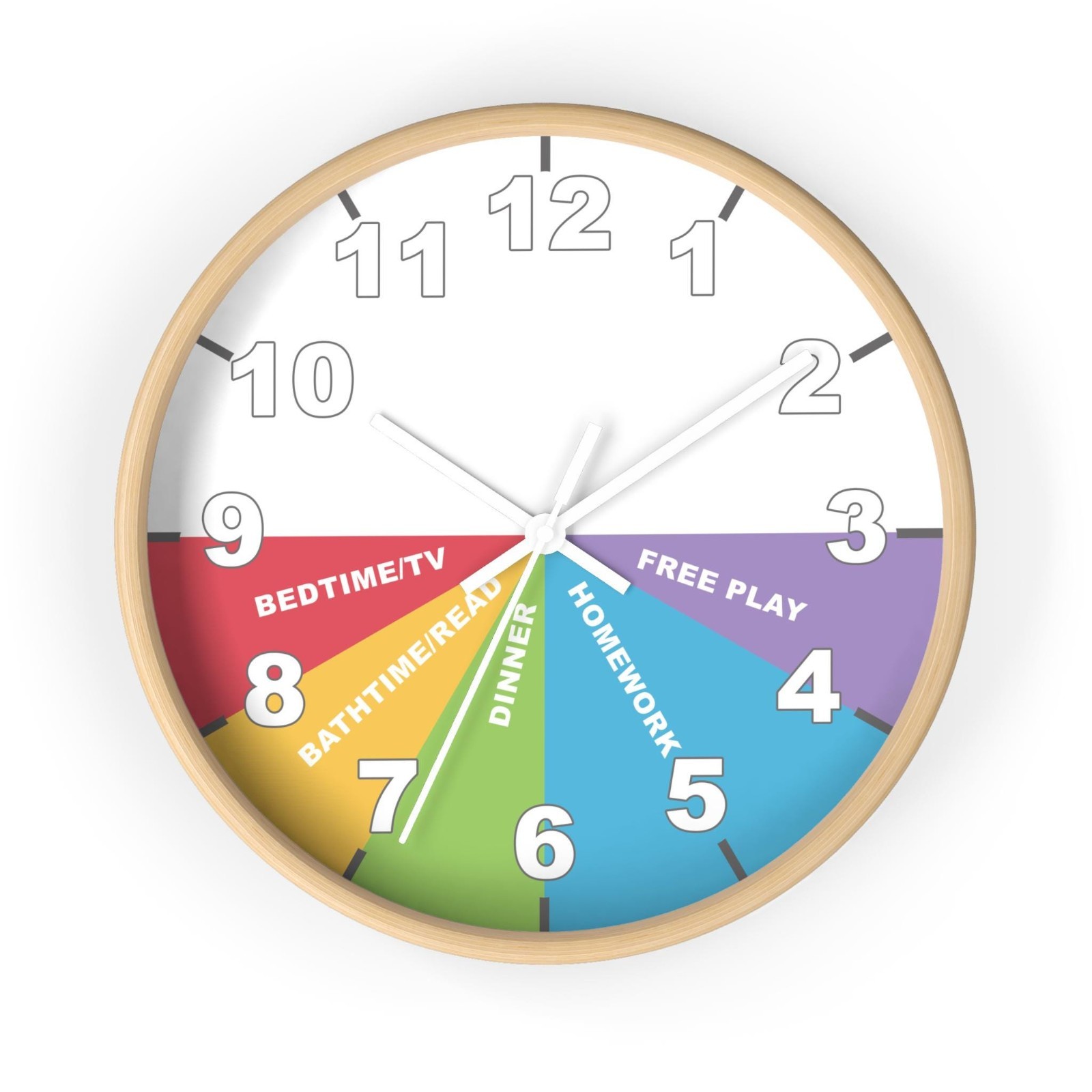 Customizable Kids Daily Routine Clock Wall Chart Color Block Schedule Free Ship