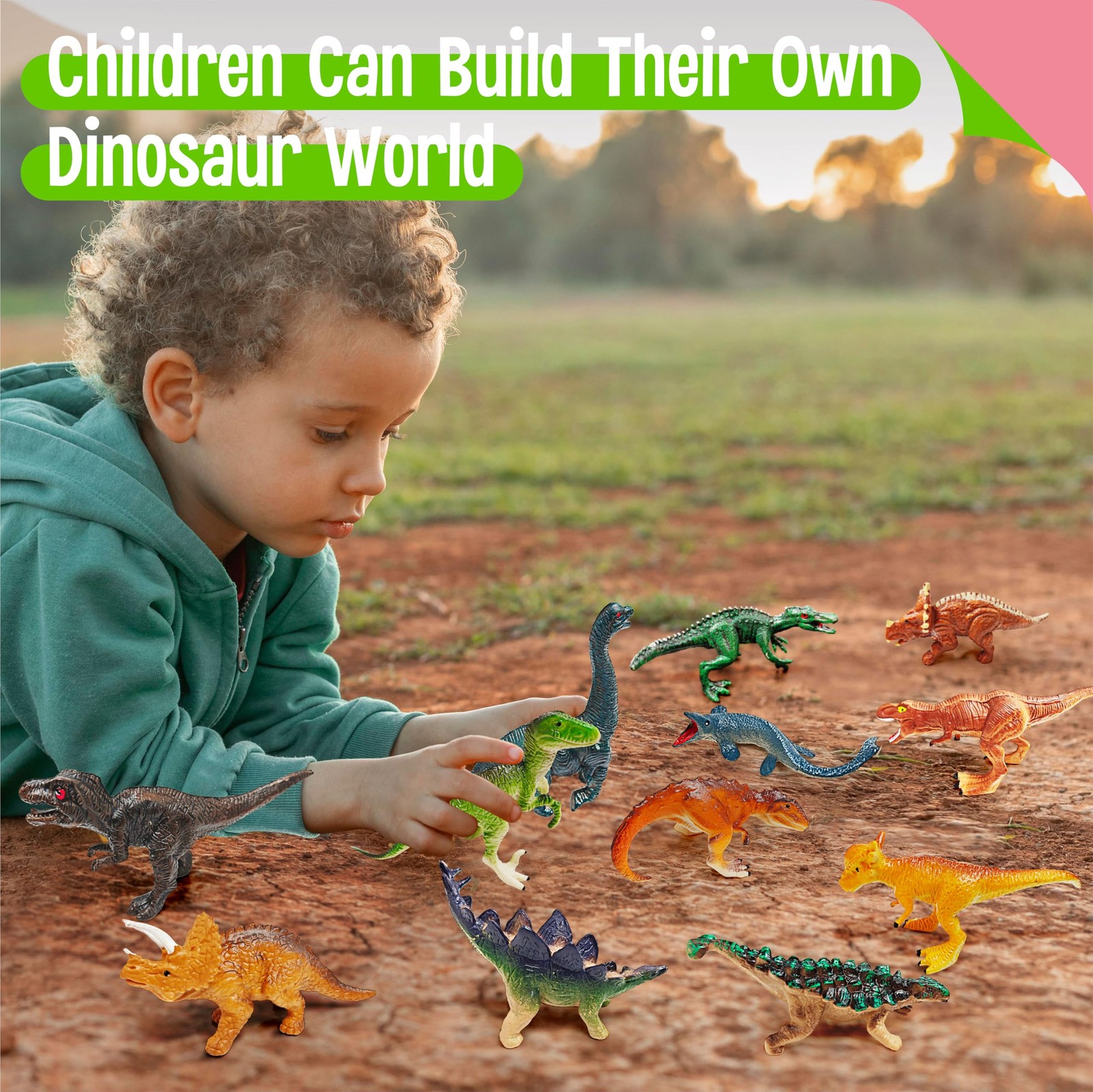12x Juguetes de figuras de dinosaurios para niños pequeños, 5-7 pulgadas