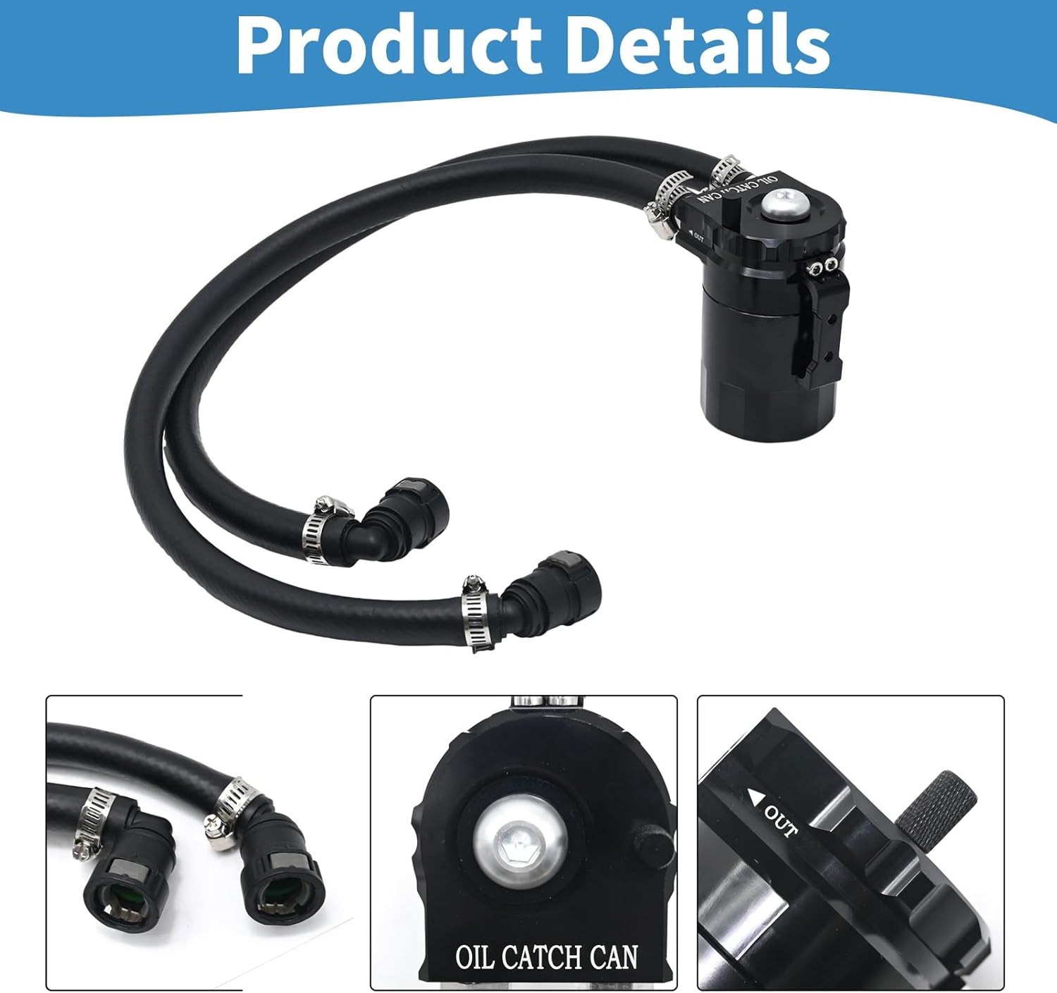 Oil Separator Reservoir Tank Engine Polish Baffled, 400ml Oil Catch Can Kit,