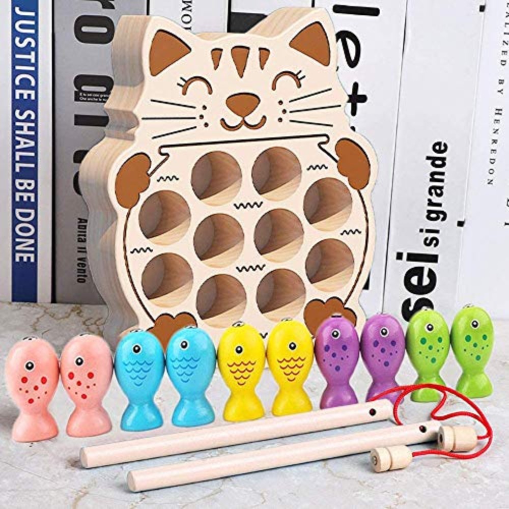 Fishing Game Montessori Toys for Toddlers Magnetic Cat-Shape Fishing for Kids