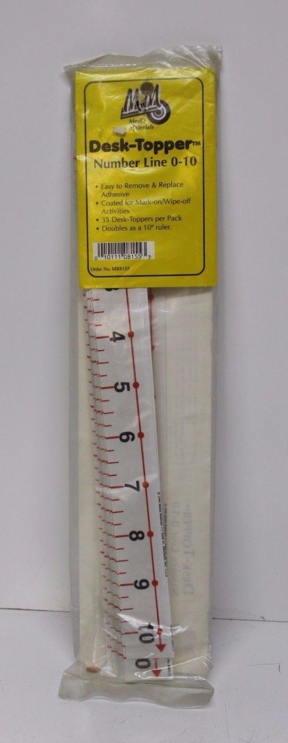 MEDIA MATERIALS Grades 1-3 Desk-Topper Number Line 0-10 (35 pieces) – 10″ Ruler