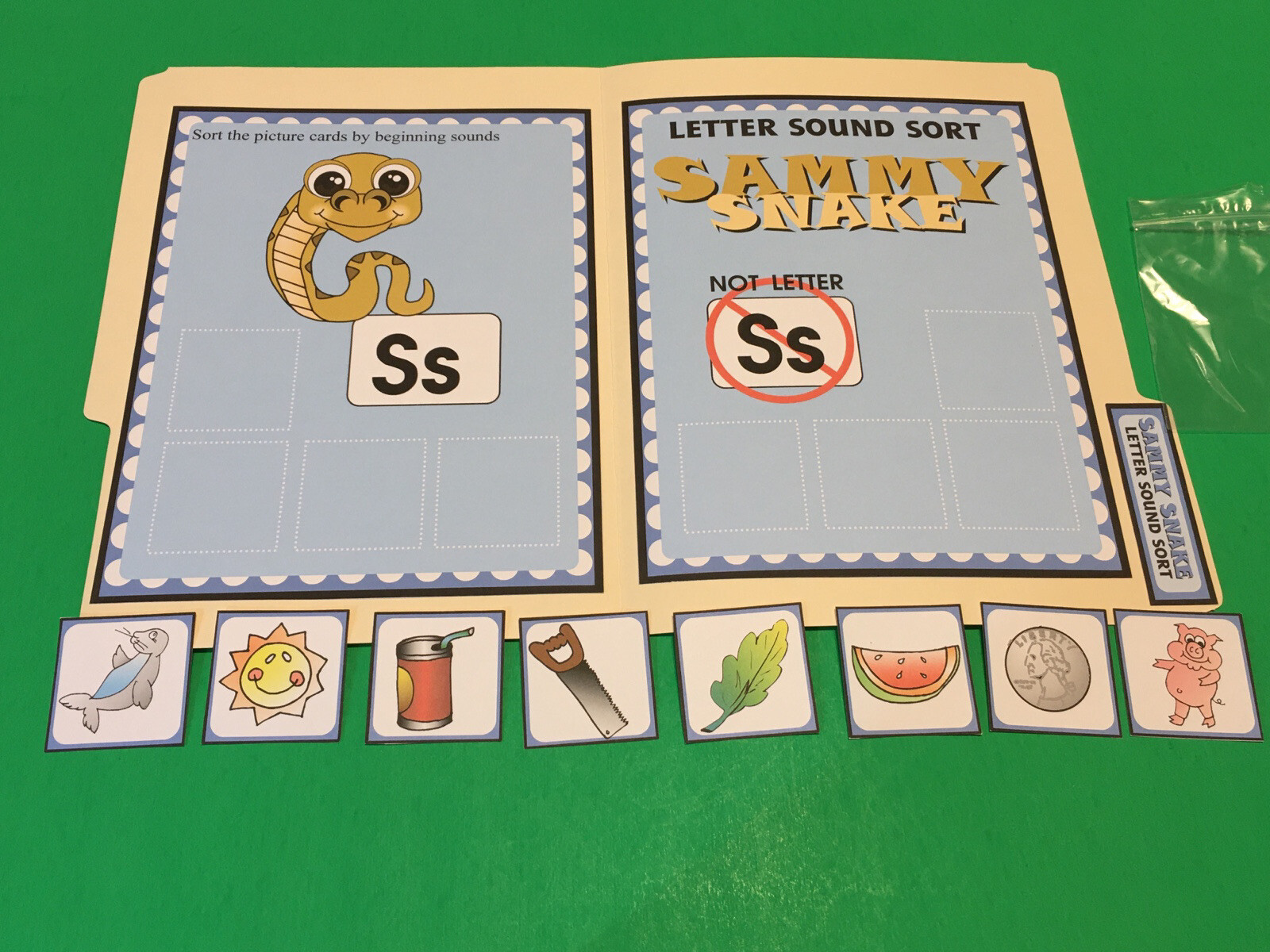Sammy Snake – Letter Ss – DIY File Folder game – Printed / Uncut