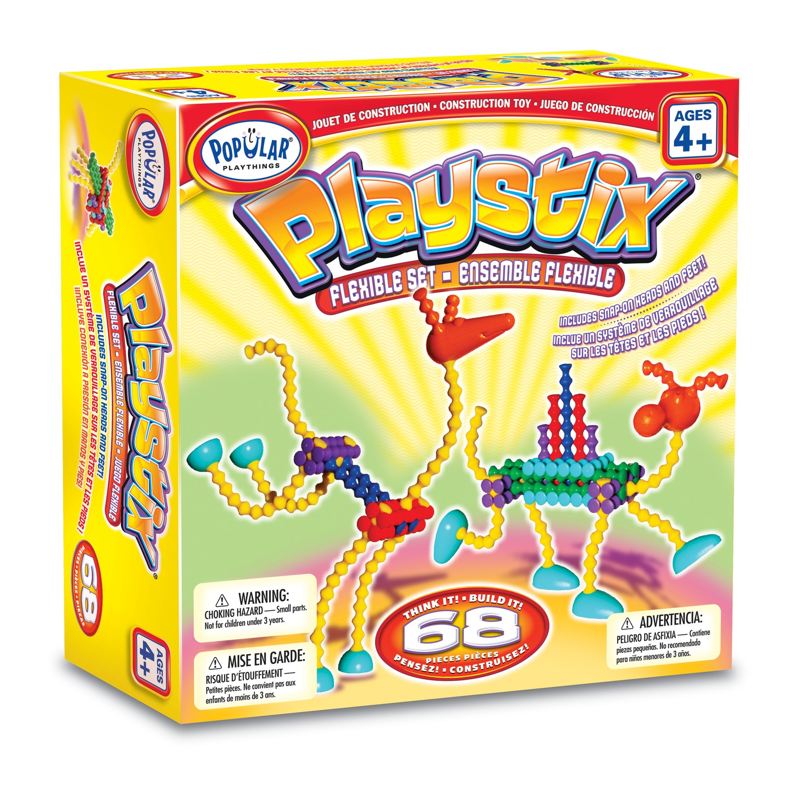 New – Popular Playthings Playstix Flexible Set: 68 Pcs – Ages 4+ | 1+ players